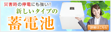 災害時の停電にも強い！新しいタイプの蓄電池 詳細はこちら